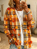 Women's Fall Patchwork Pumpkin Print Cardigan