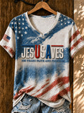 Women'S Faith American Flag Printed Casual V-Neck T-Shirt