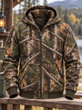 Men's Retro Hunting Culture Print Casual Full-Zip Hoodie
