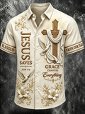 Men's Religious Faith Cross Printed Casual Shirt