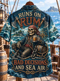 🏴‍☠️ "Runs on Rum" Skeleton & Beach Paradise Shirt