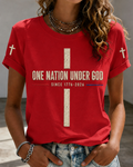 Women'S One Nation Under GOD SINCE 1776-2026 Printed Short Sleeve T-Shirt