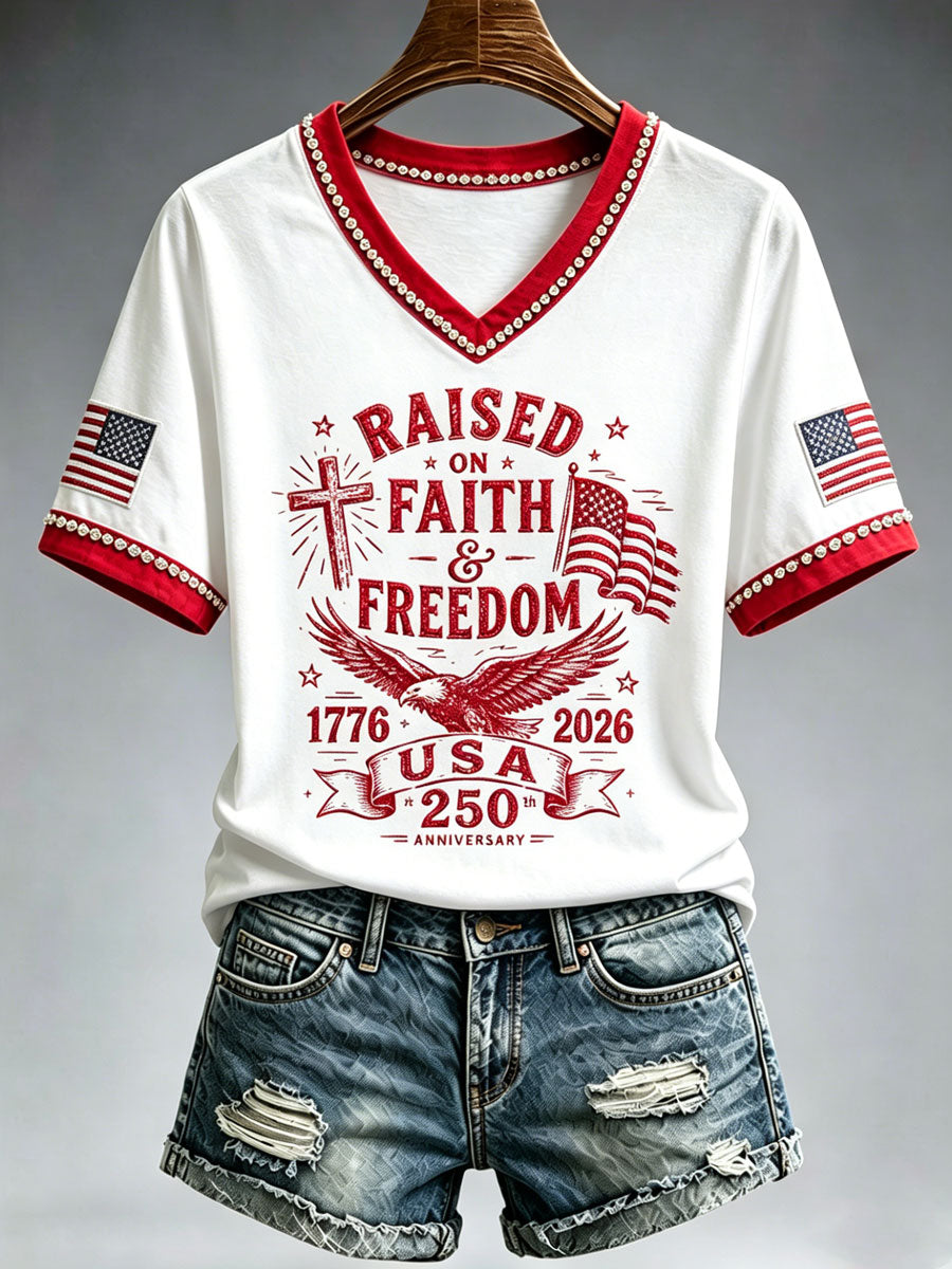 Women'S USA 250Th Anniversary Commemorative Pattern T-Shirt