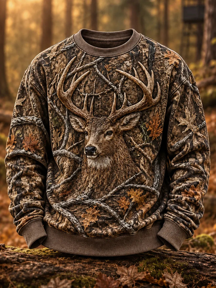 Retro Deer Hunting Art Print Sweatshirt