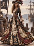 Elegant Women's Pirate Art Print Dress
