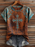 Women'S Casual Retro Western-Style Faith T-Shirt