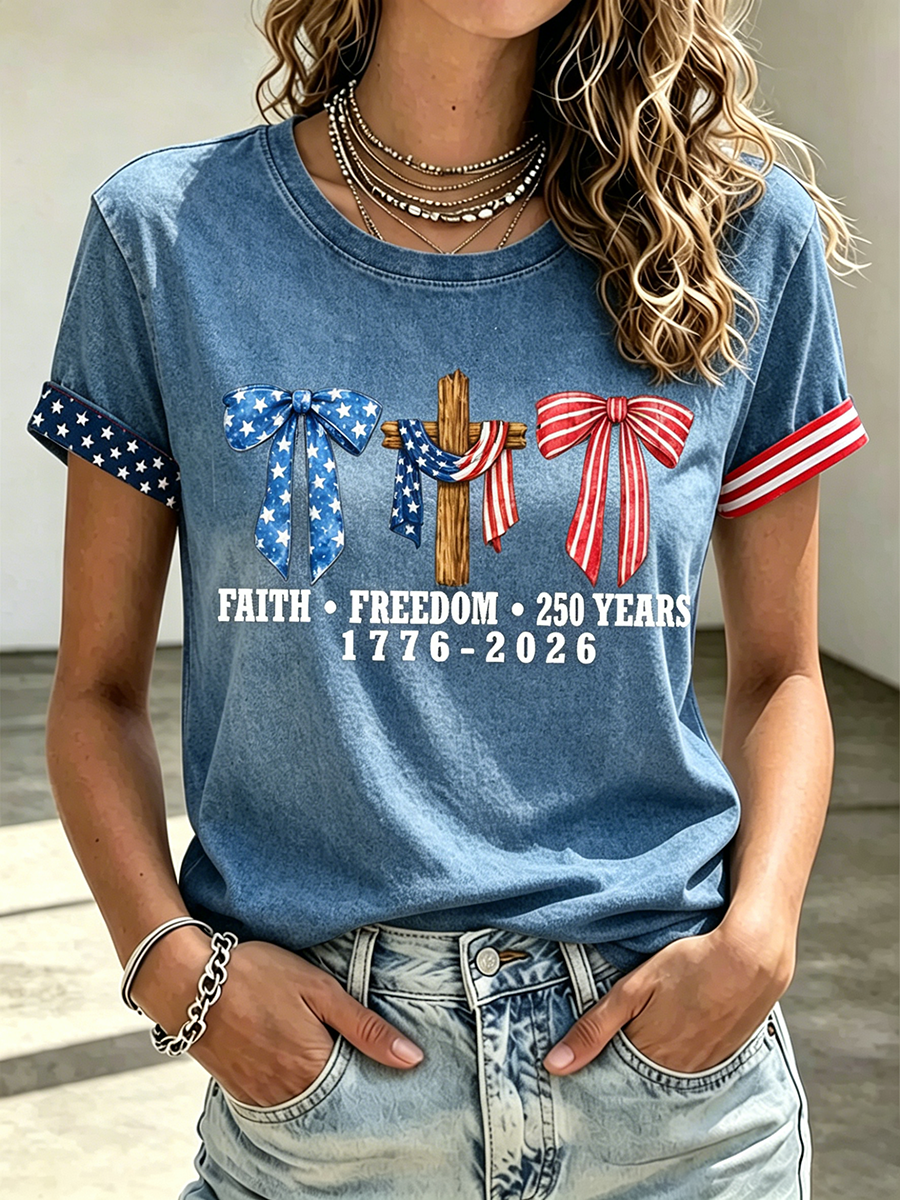 250Th Anniversary Commemorative Faith Printed Round Neck Top In The United States
