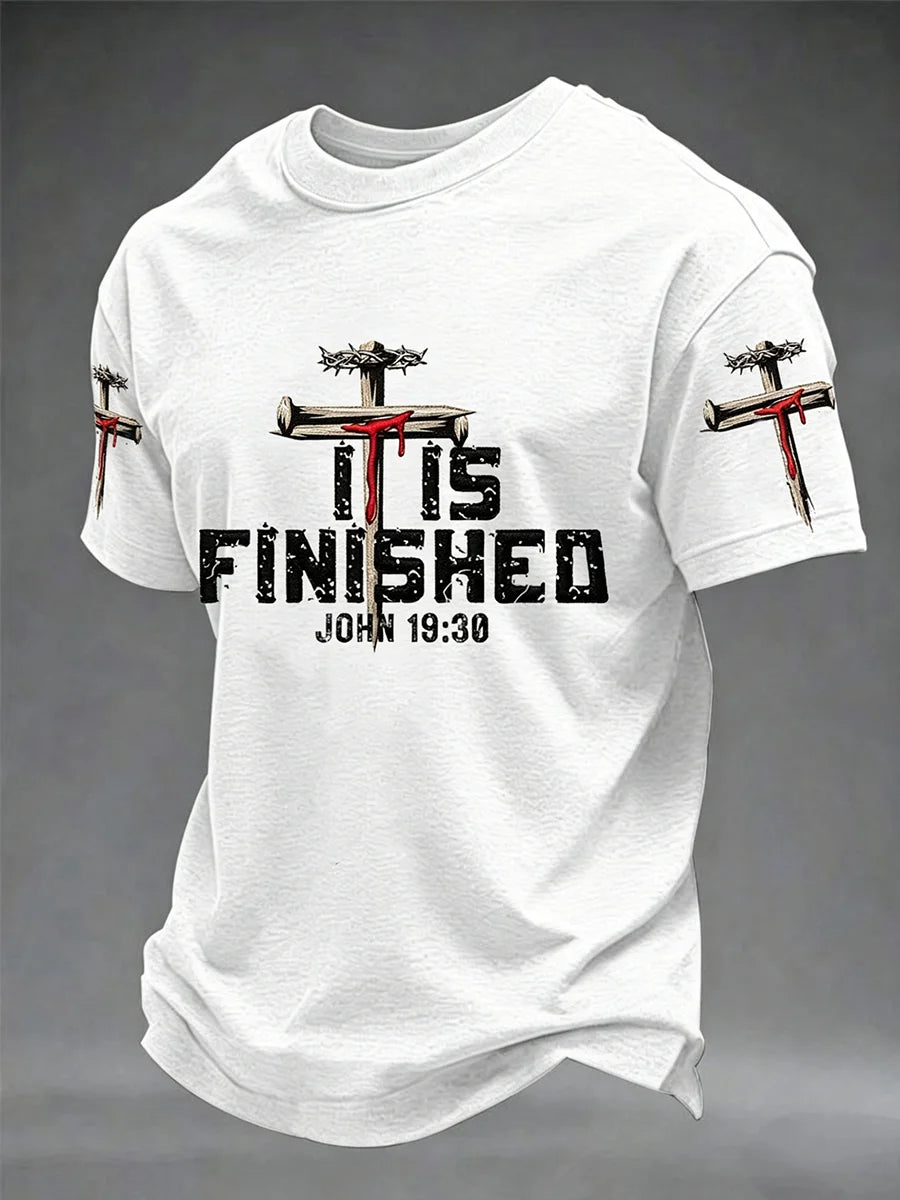 Men's Christian Jesus Cross Print Short Sleeve T-shirt