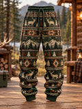Men's Retro Hunting Culture Art Print Loose Drawstring Pants