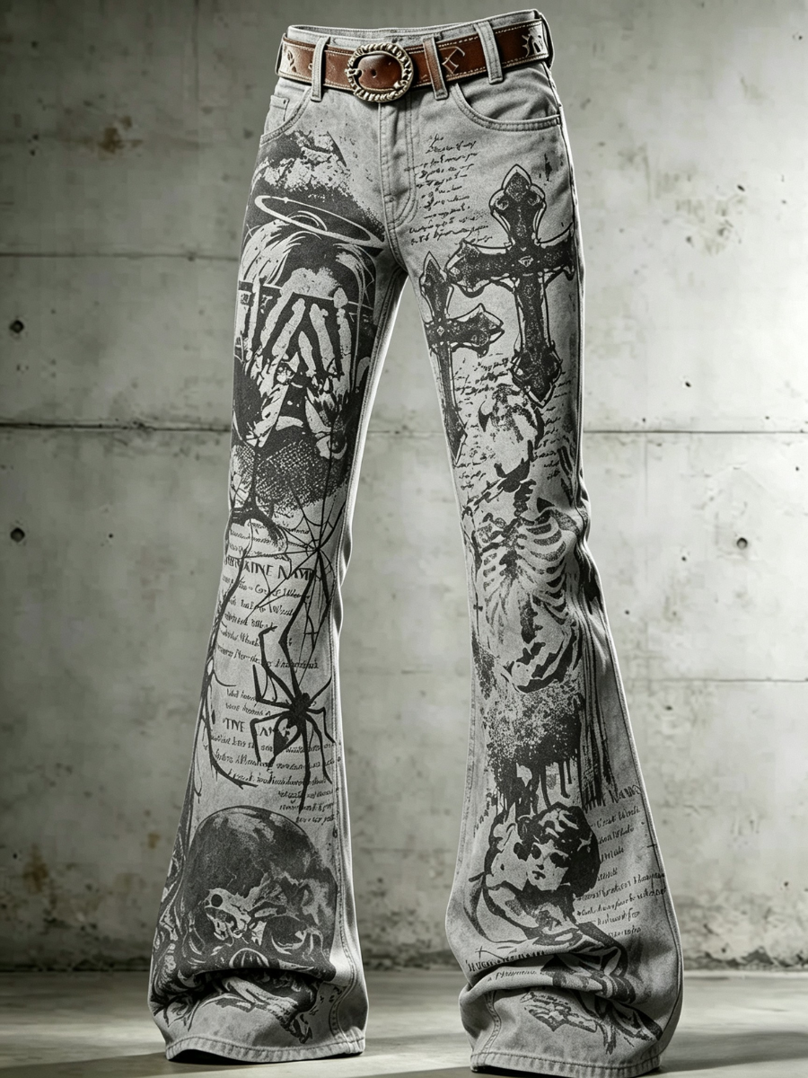 Women's Faith Art Printed Casual Jeans