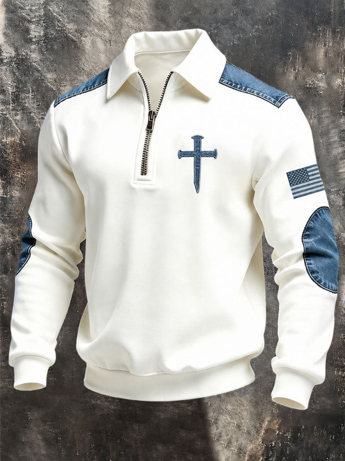 Men'S Faith Cross Printed Casual Hoodie