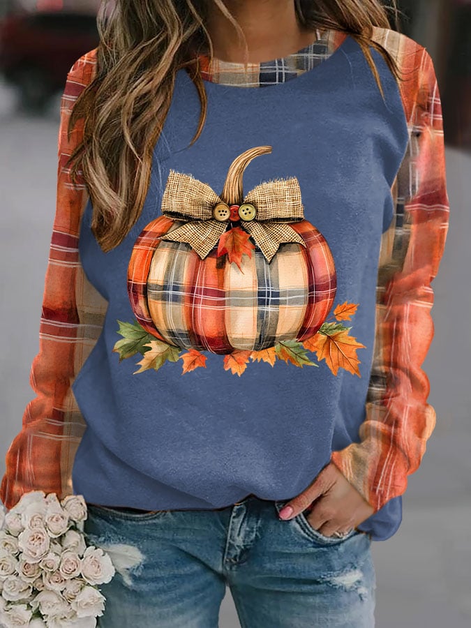Women's Pumpkin Season Print Raglan Sleeve Sweatshirt