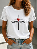 Women'S God Is Good Printed Short-Sleeved T-Shirt