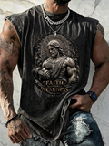 Men'S Faith Over Weakness Jesus Exercise Print Tank Top