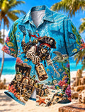 🌊🏴‍☠️ Underwater Pirate Skeleton Diving Hawaiian Shirt | Ocean Treasure Rum Tropical Aloha Shirt
