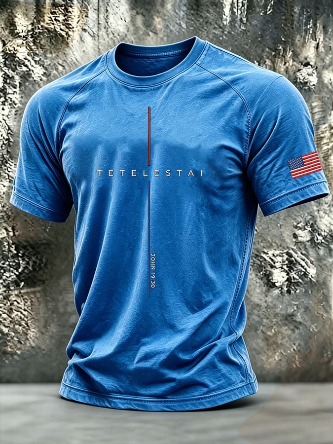 Men's Faith American Flag Sleeve Printed Short-Sleeve T-Shirt