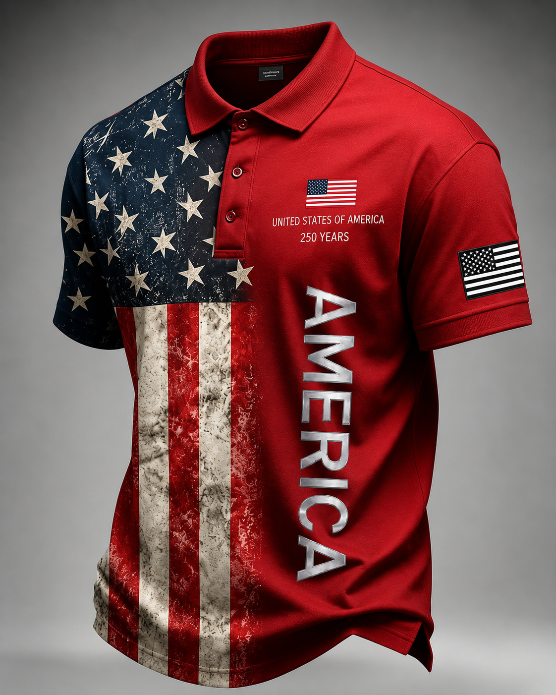 Men's Retro 250th Anniversary United States Of America Print Casual Polo Shirt