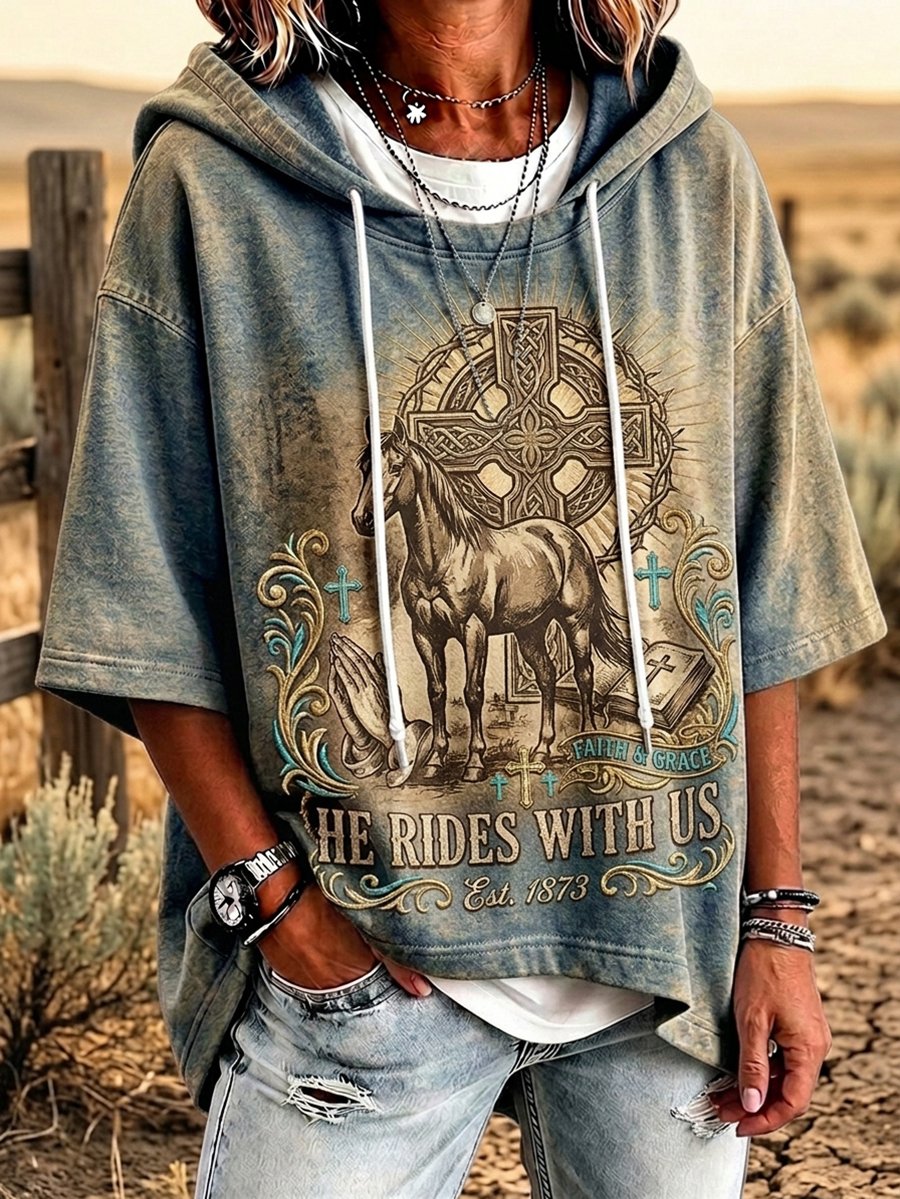 Women's Retro Western Faith Hoodie