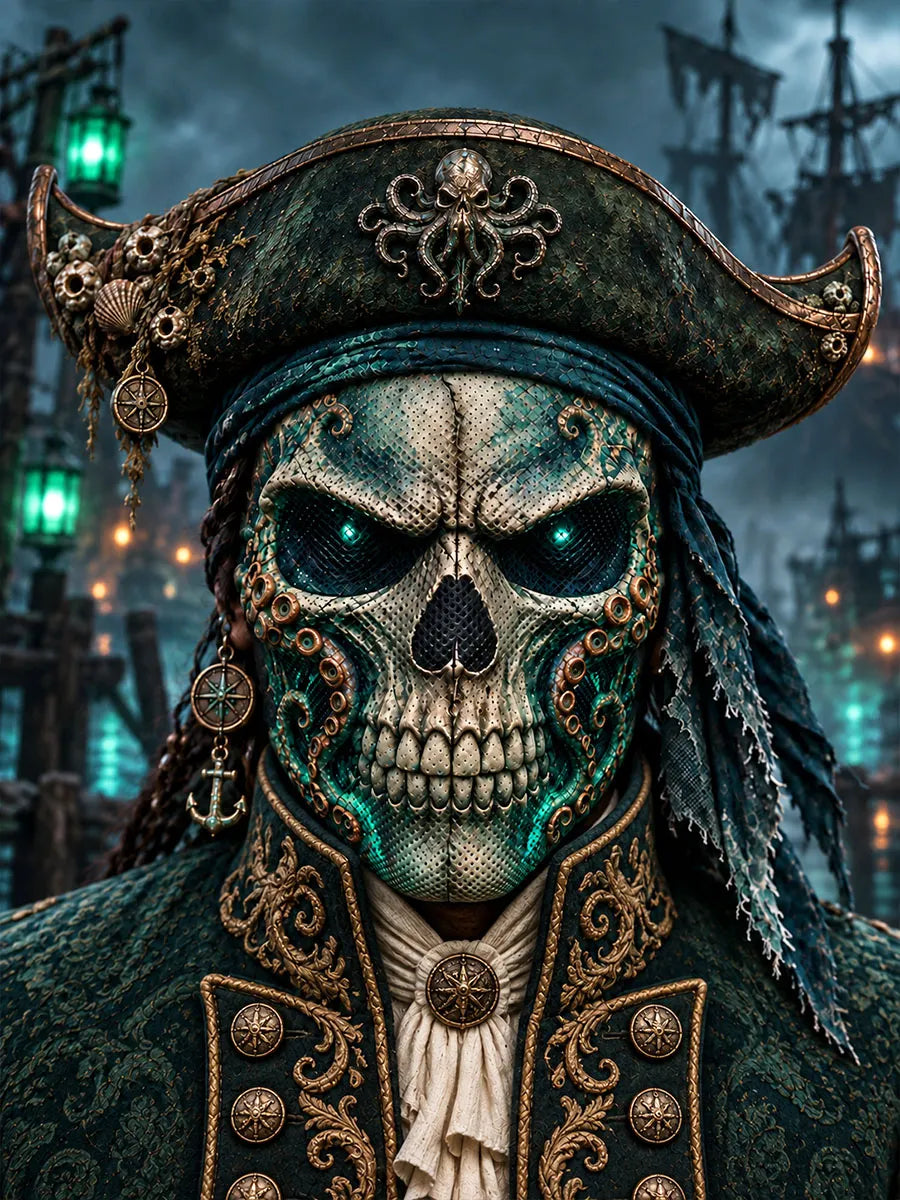 Abyssal Octopus Pirate Skull Full-Face Mask