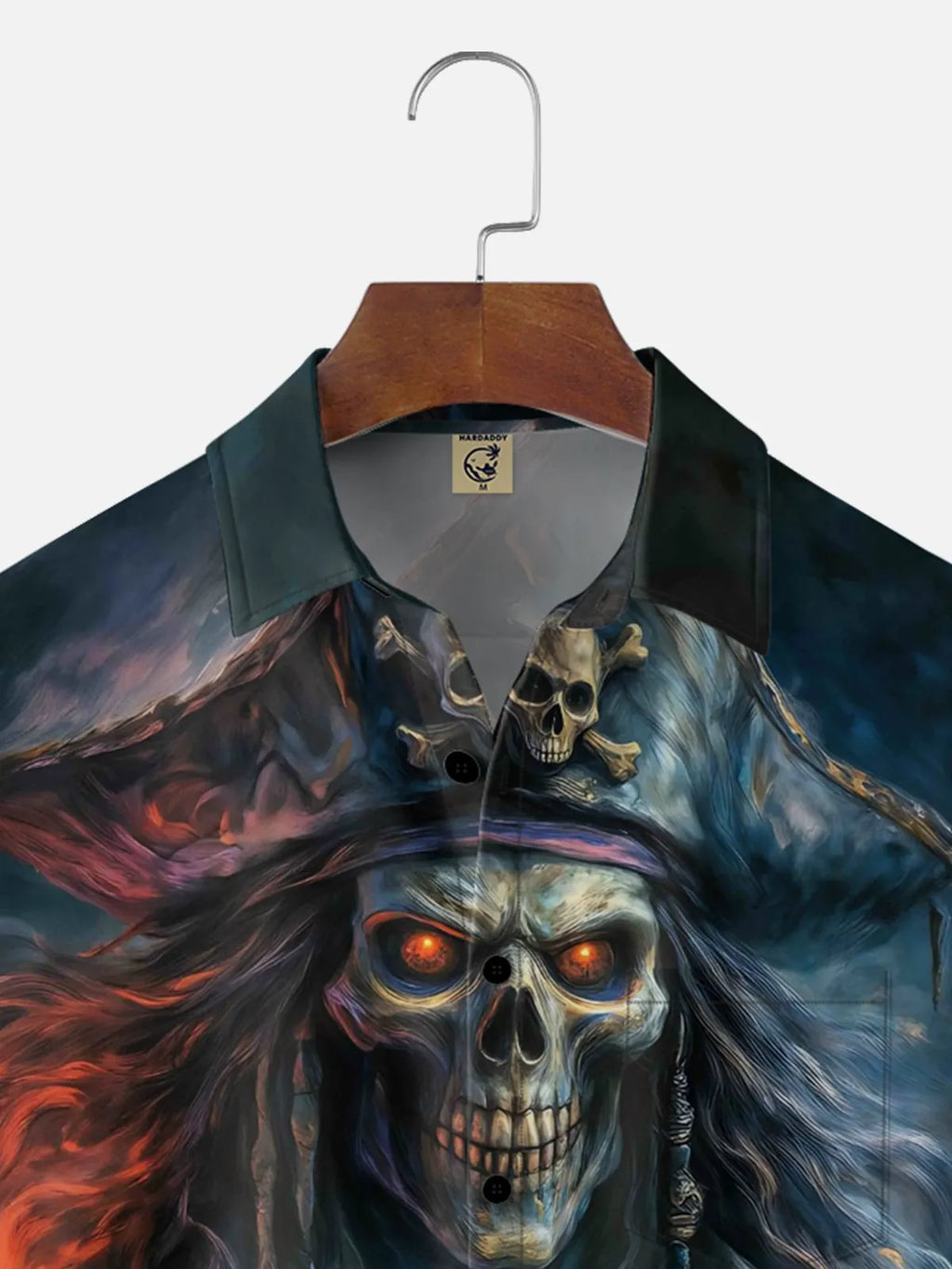 Moisture-wicking Ocean Pirate Ship Skull Pirate Chest Pocket Casual Shirt
