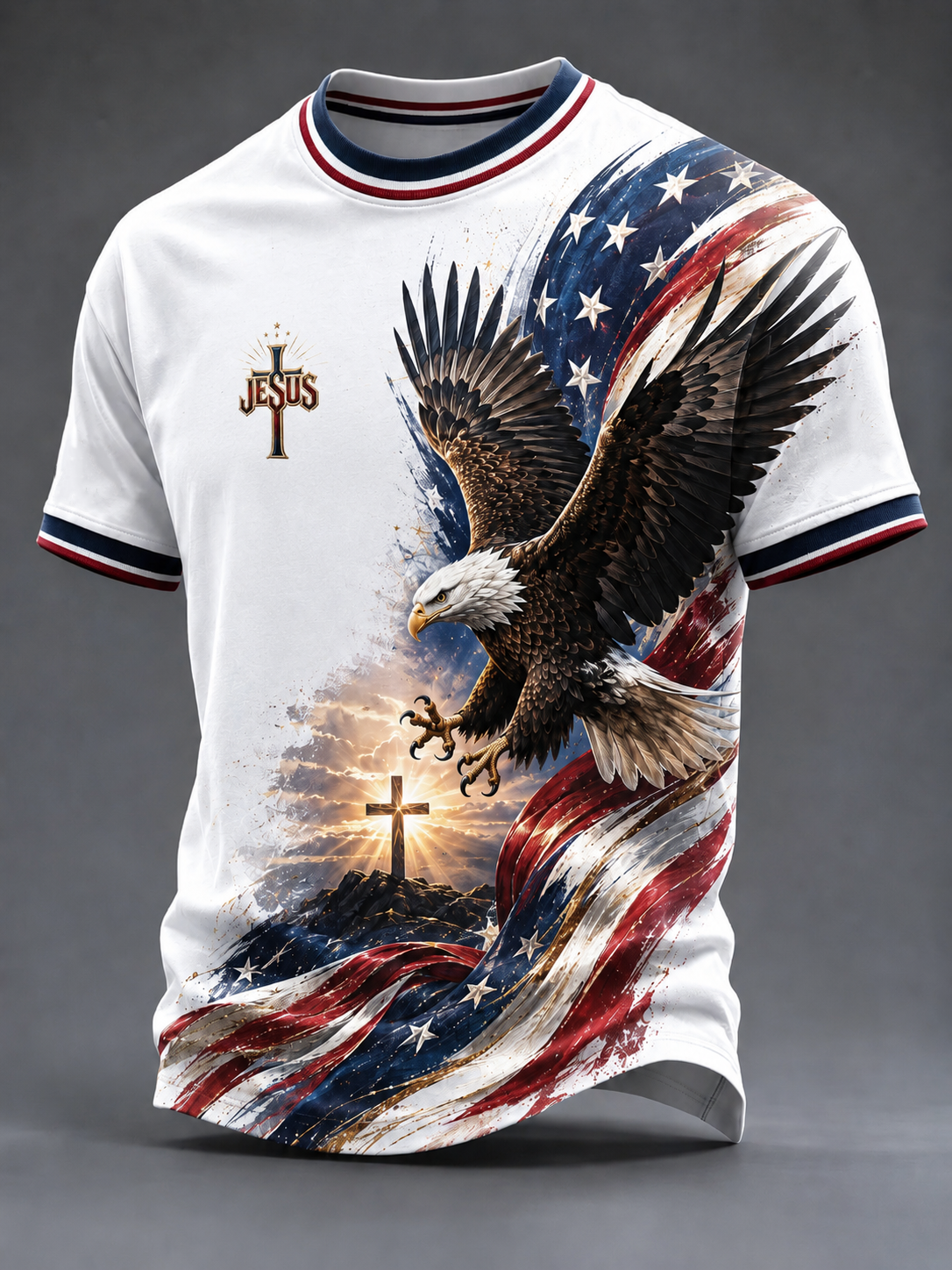 Men's Faith Cross Printed Casual T-Shirt