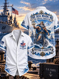 Men’s Veteran “THE SEA MADE ME THE SERVICE FORGED ME NEPTUNE CLAIMED ME” Printed Short Sleeve Shirt