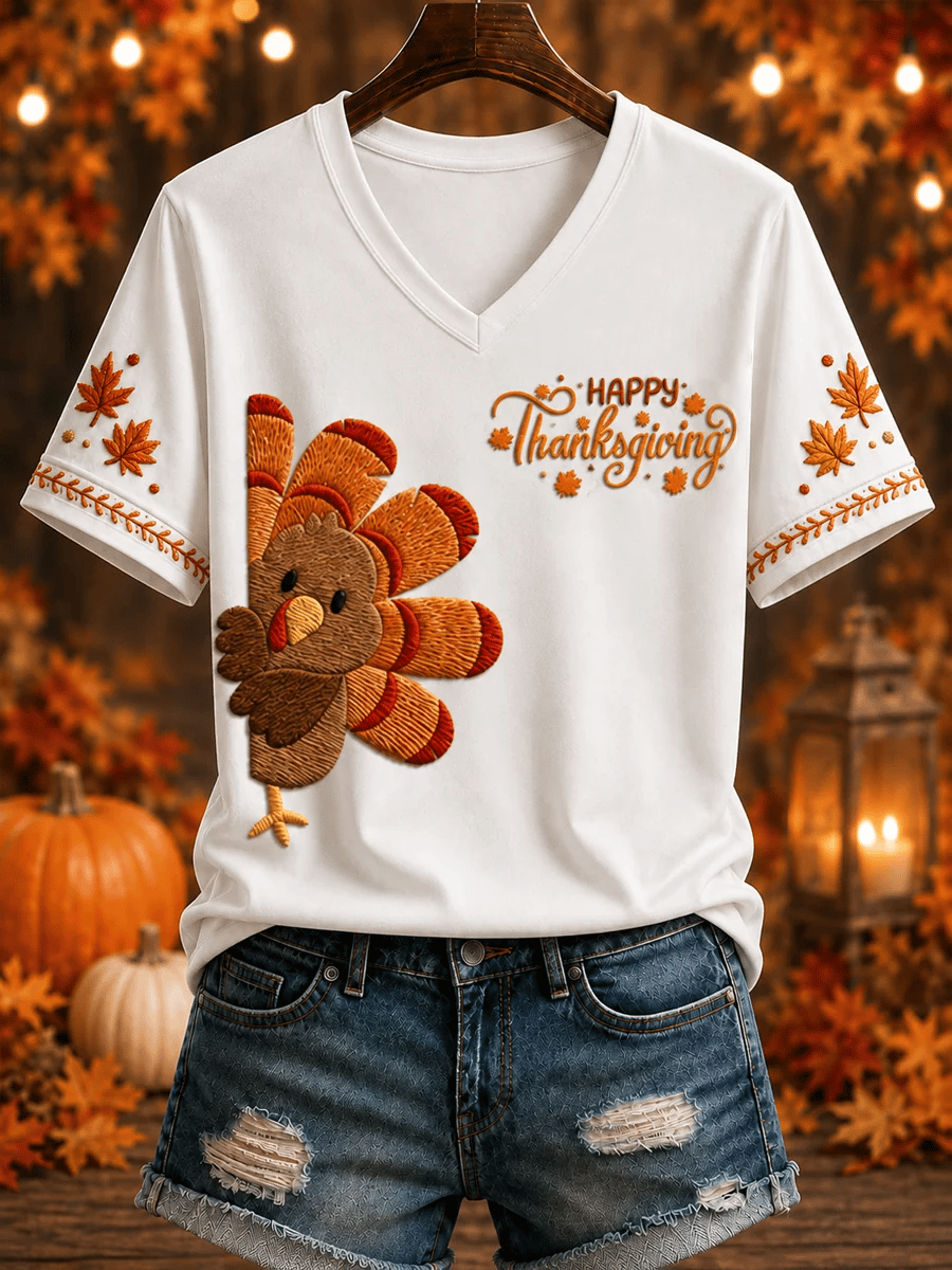 Women's “HAPPY Thanksgiving” Printed T-Shirt