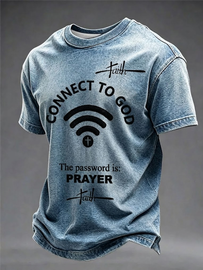 Men's Jesus Religious Beliefs Printed Short Sleeve T-shirt
