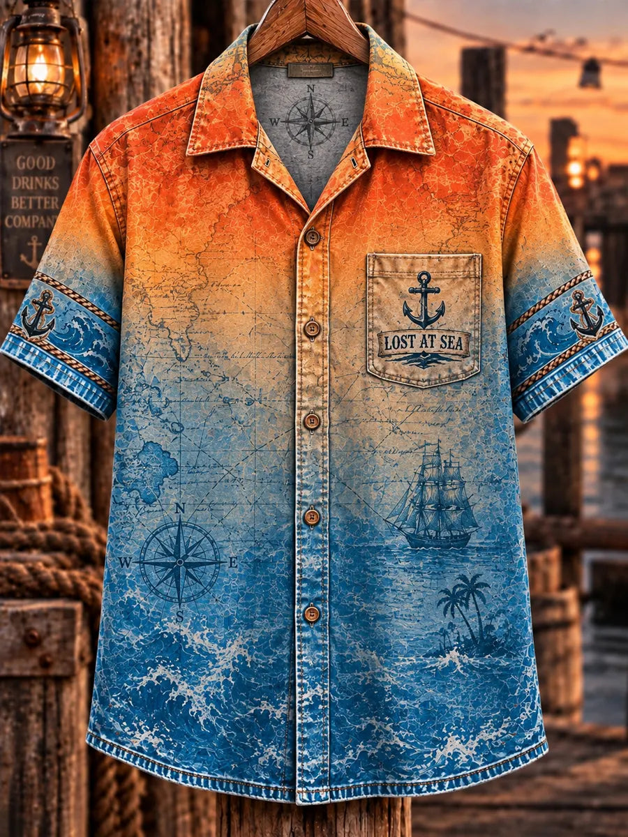 Men’s Vintage Old Salt Pirate Short Sleeve Shirt