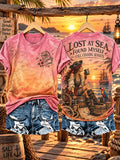 Women's Retro Pirate Salty Girl Art Print T-Shirt