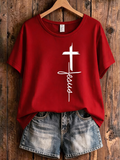 Women'S Faith Cross Casual Print Casual T-Shirt
