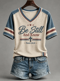 Women's  Faith Print Casual V-Neck Tee