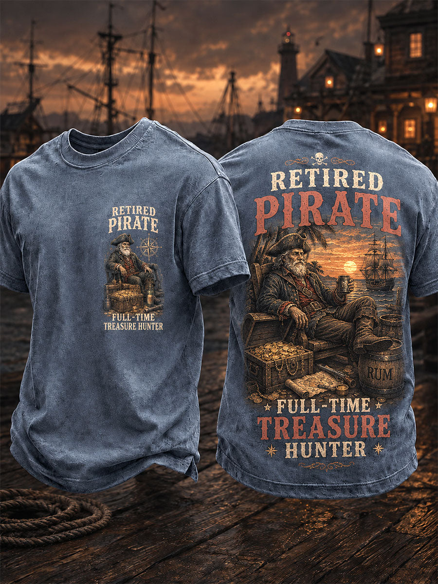 Men’s Retired Pirate Vintage Washed Crew Neck T-Shirt