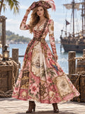 Elegant Women's Pirate Art Print Dress