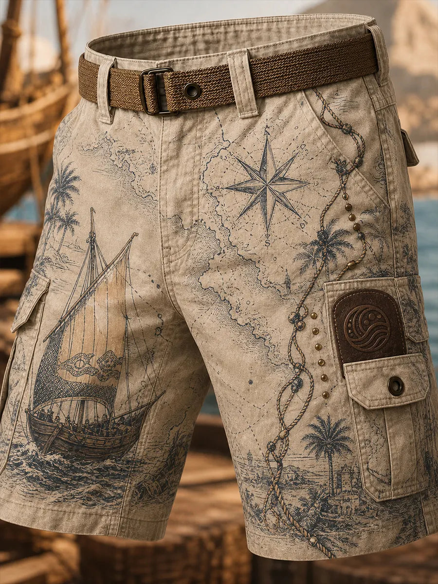 Retro Punk Pirate Art Print Casual Cargo Pants