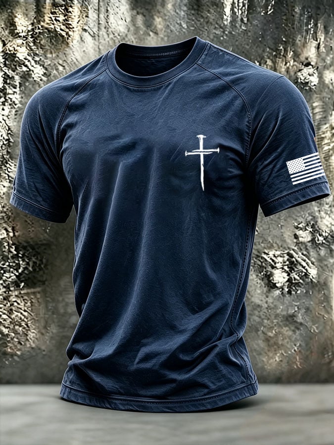 Men's Retro Faith Print Short-Sleeve T-Shirt