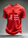 Religious Belief Cross Washed Vintage Printed Round Neck T-Shirt