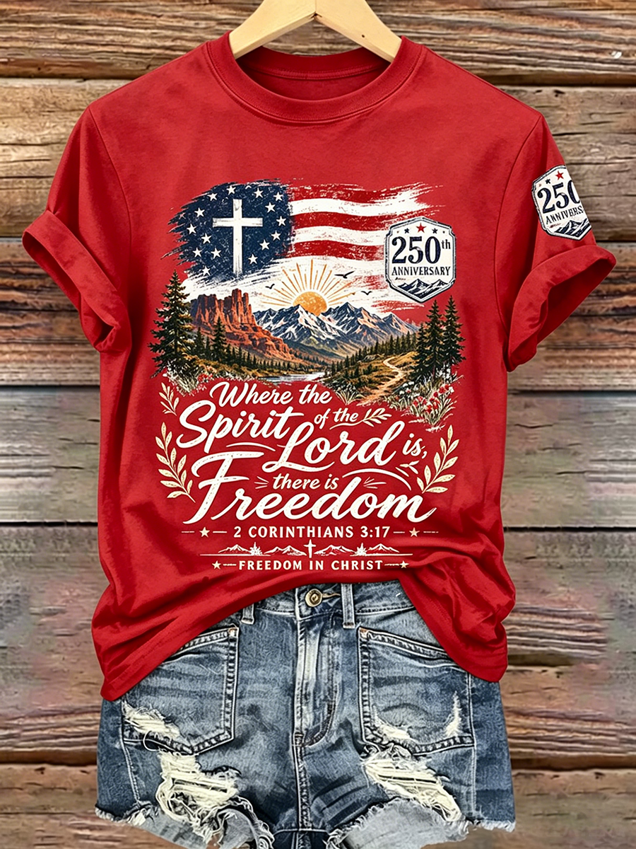 250Th Anniversary Faith Commemorative Printed Round Neck Top In The United States