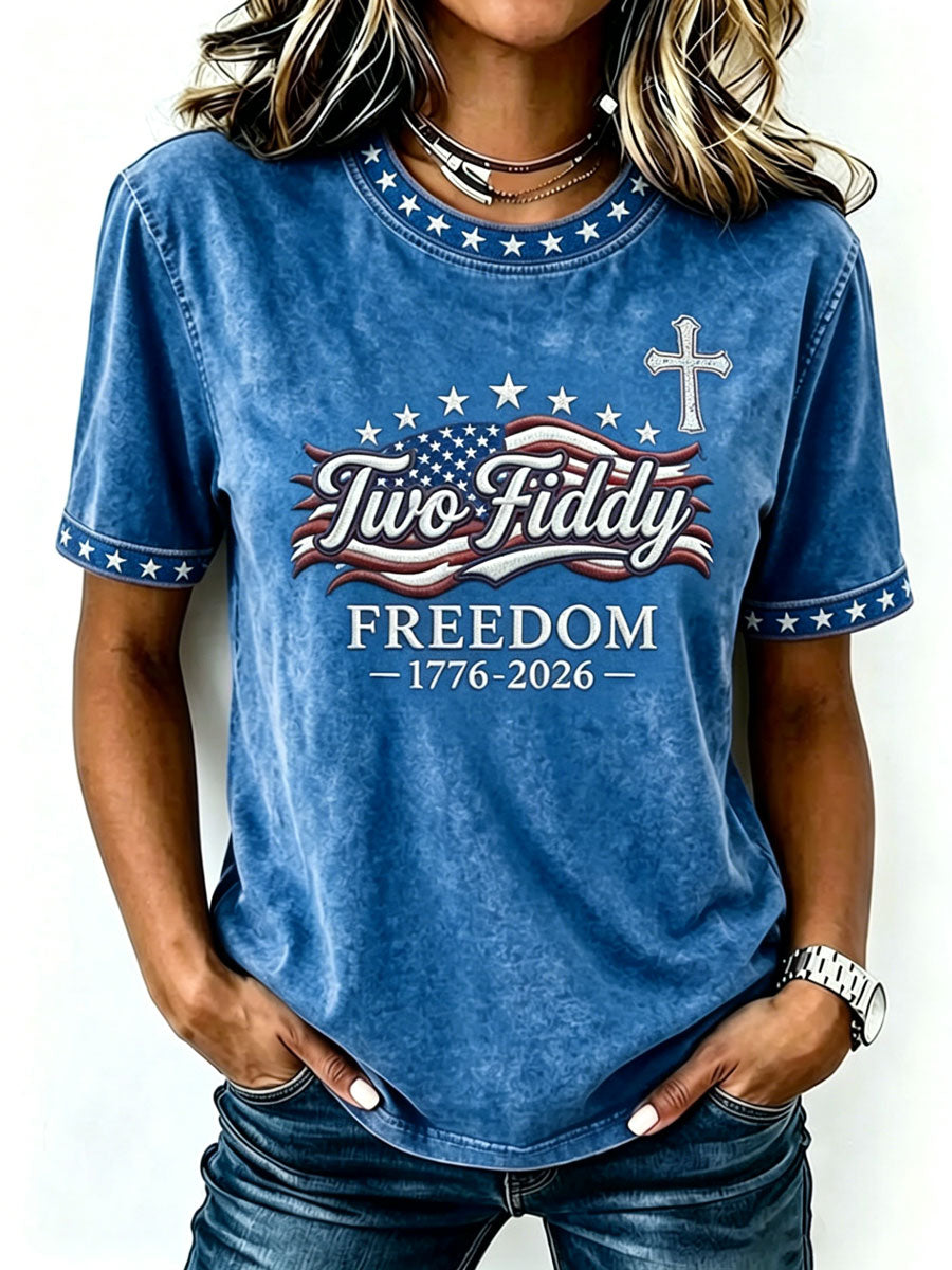 Women'S Two Fiddy Faith Print T-Shirt