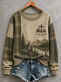 Women's Casual "Faith" Cross-Print Sweatshirt