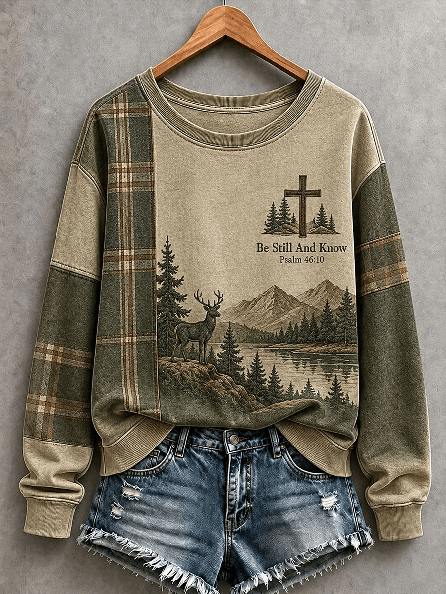 Women's Casual "Faith" Cross-Print Sweatshirt