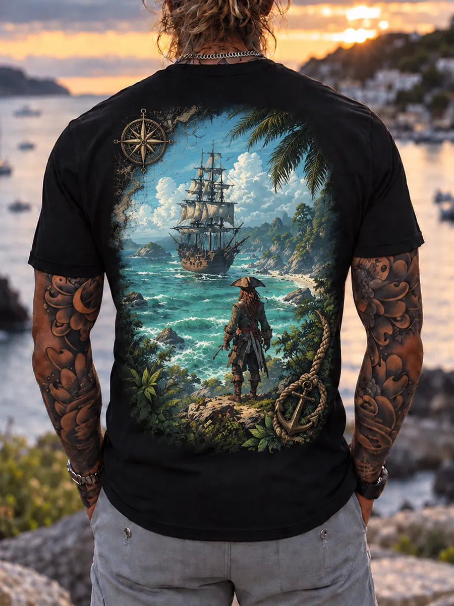 🕵️ 🏴‍☠️"Captain's Lookout" Tropical Coast & Explorer Tee🌅