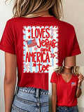 Women'S America Flag Print Printed T-Shirt