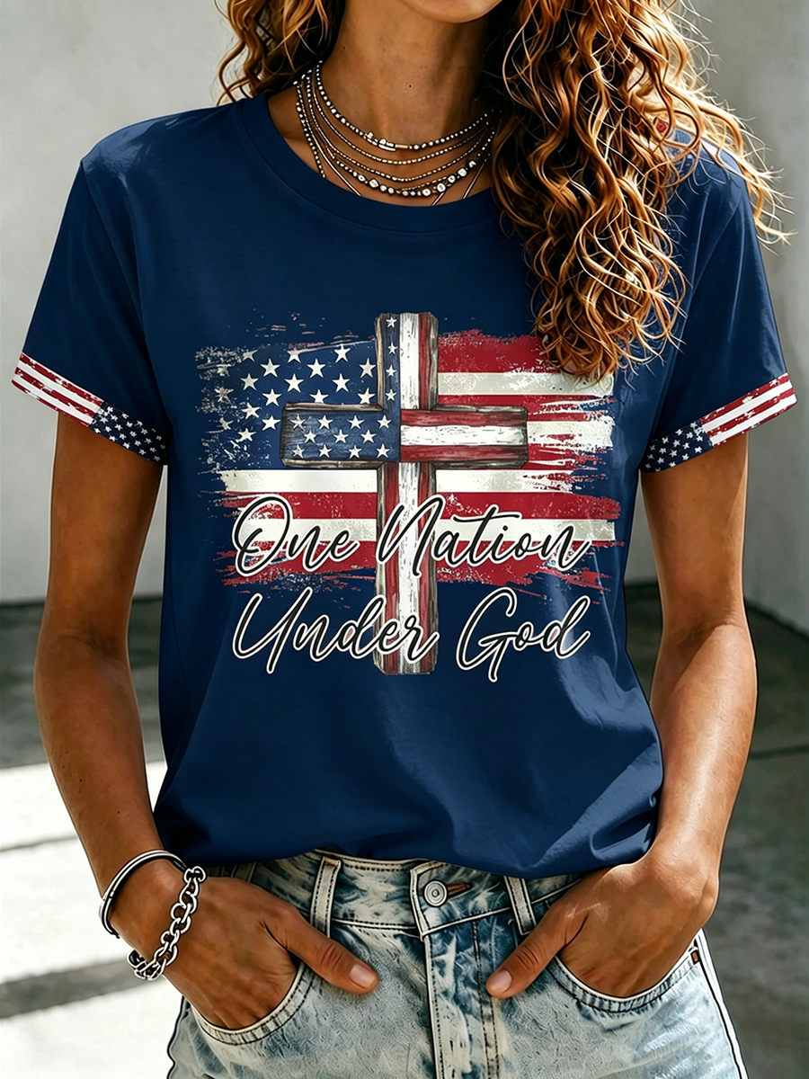American Jesus Faith Memorial Printed Casual T-Shirt