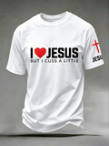 Faith Jesus Cross Embroidered Printed Casual Round Neck T-Shirt