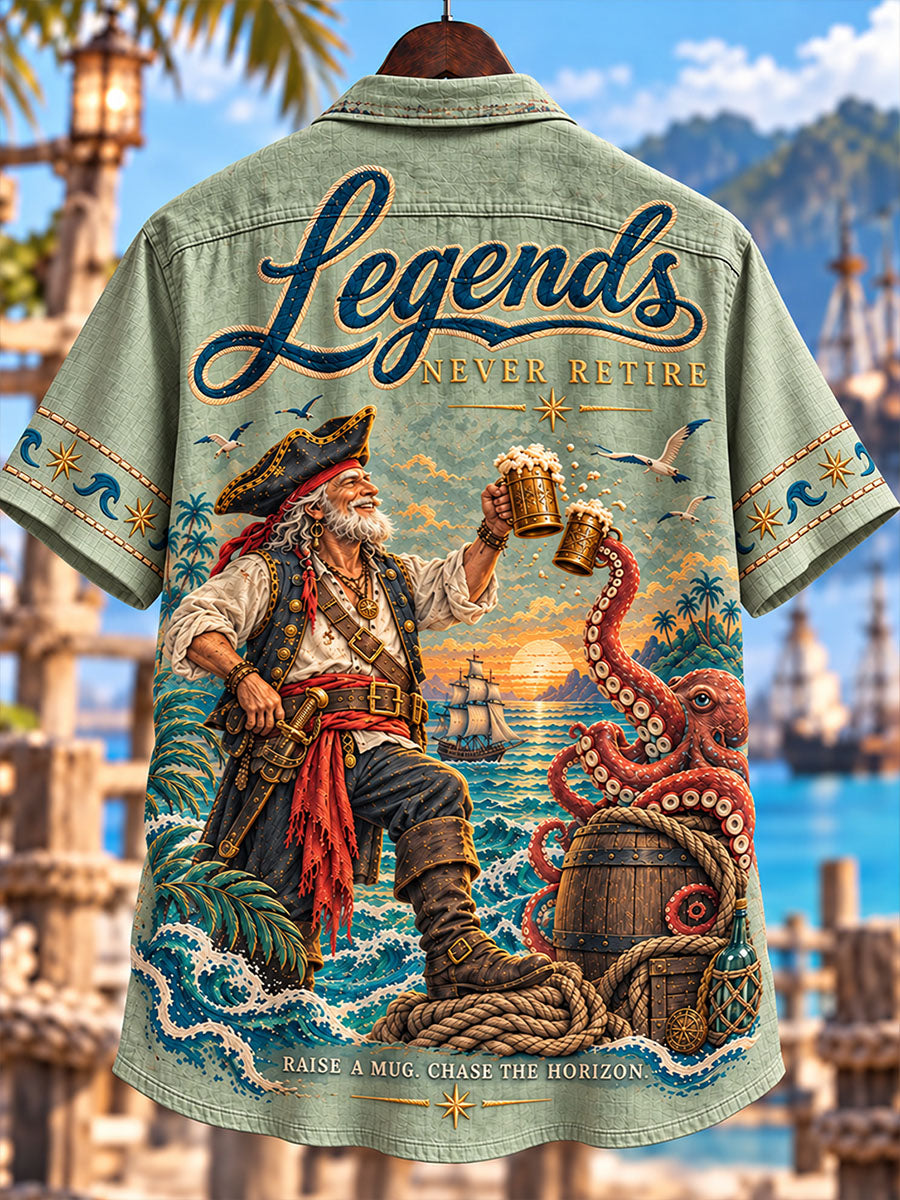 Legendary Pirate Sailing Graphic Short Sleeve Shirt