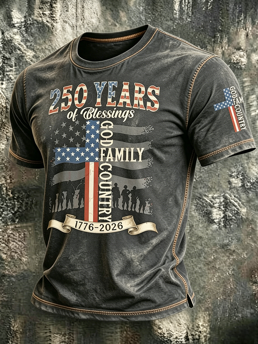 250Th Anniversary Commemorative Faith Printed Round Neck T-Shirt In The United States