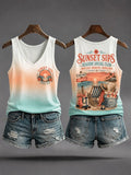 Women's "Sunset Sips Seaside Social Club Rosé Cold Phone Off Drama Gone" Vests