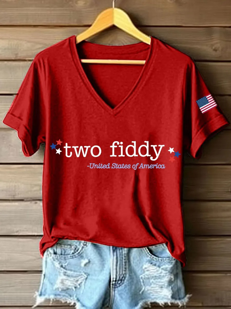 Two Fiddy Printed Casual T-Shirts of the United States Flag