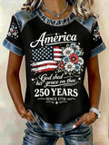 1776-2026 American Women'S 250Th Anniversary Printed V-Neck T-Shirt